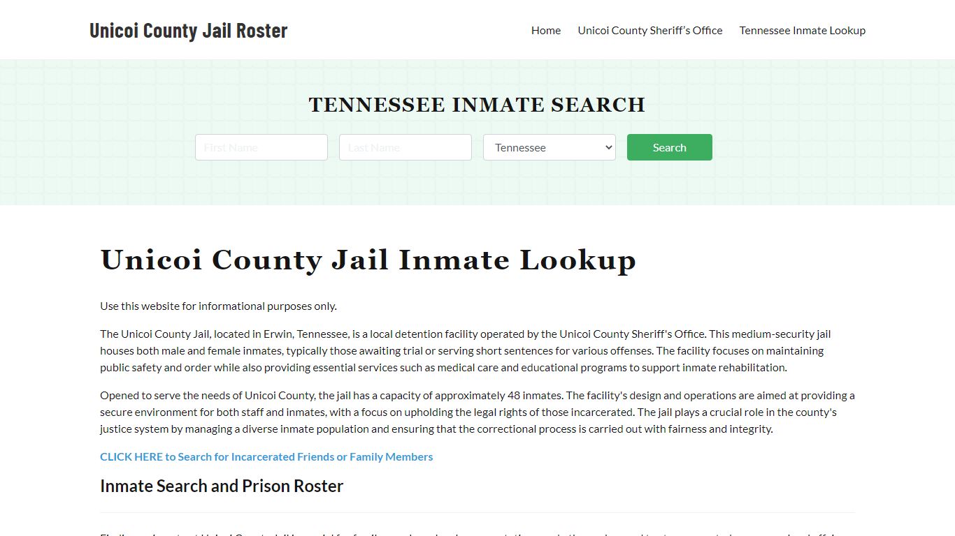 Unicoi County Jail Roster Lookup, TN, Inmate Search