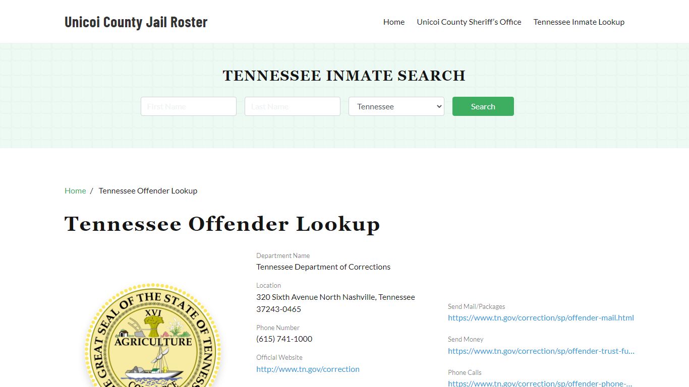 Tennessee Inmate Search, Jail Rosters - Unicoi County Jail