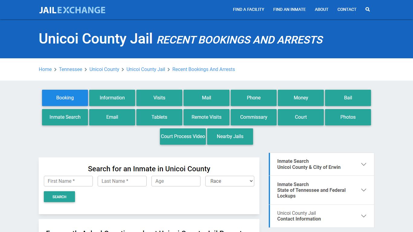 Unicoi County Jail Recent Bookings And Arrests - Jail Exchange